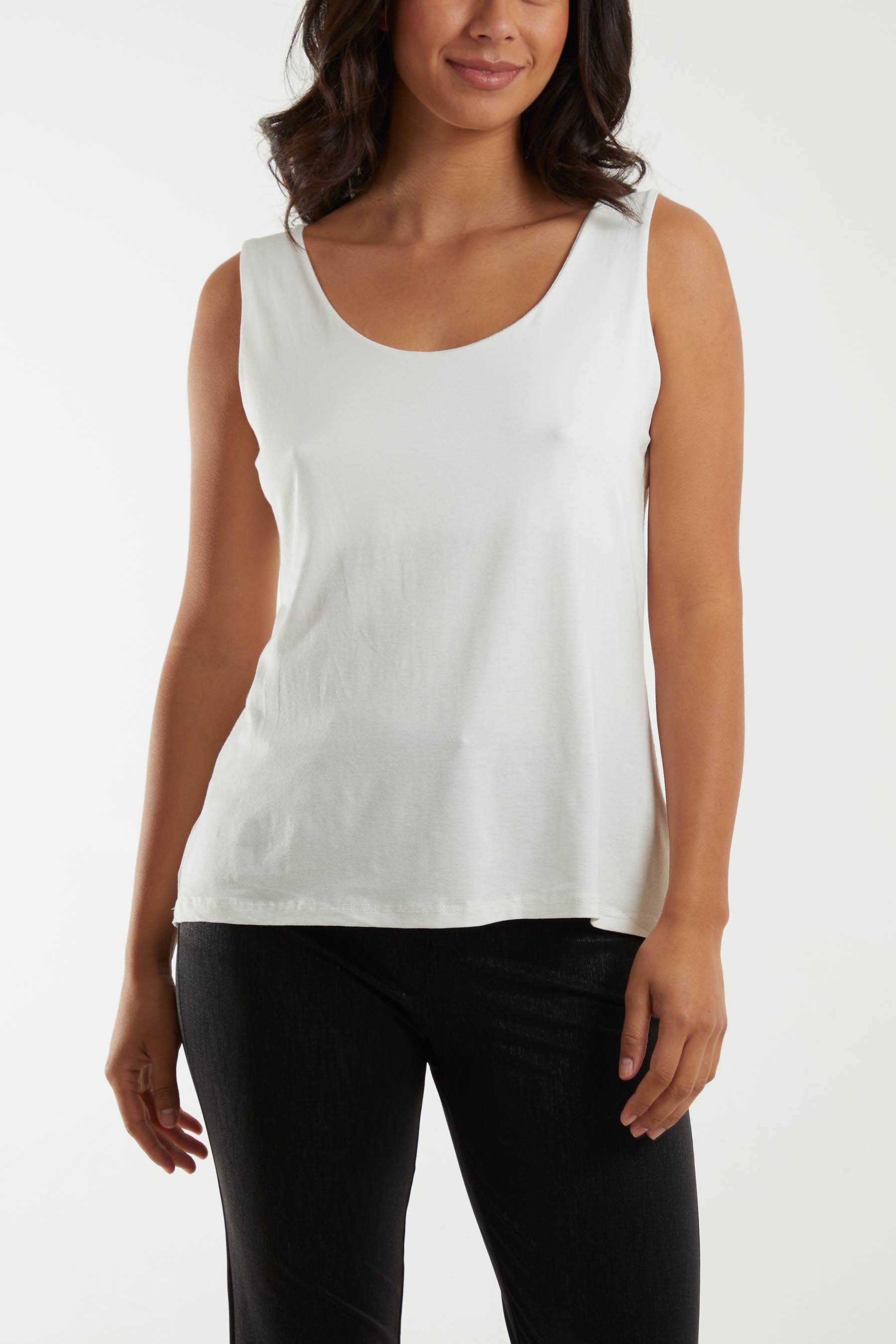 Double Layer Scoop Neck Plain Vest