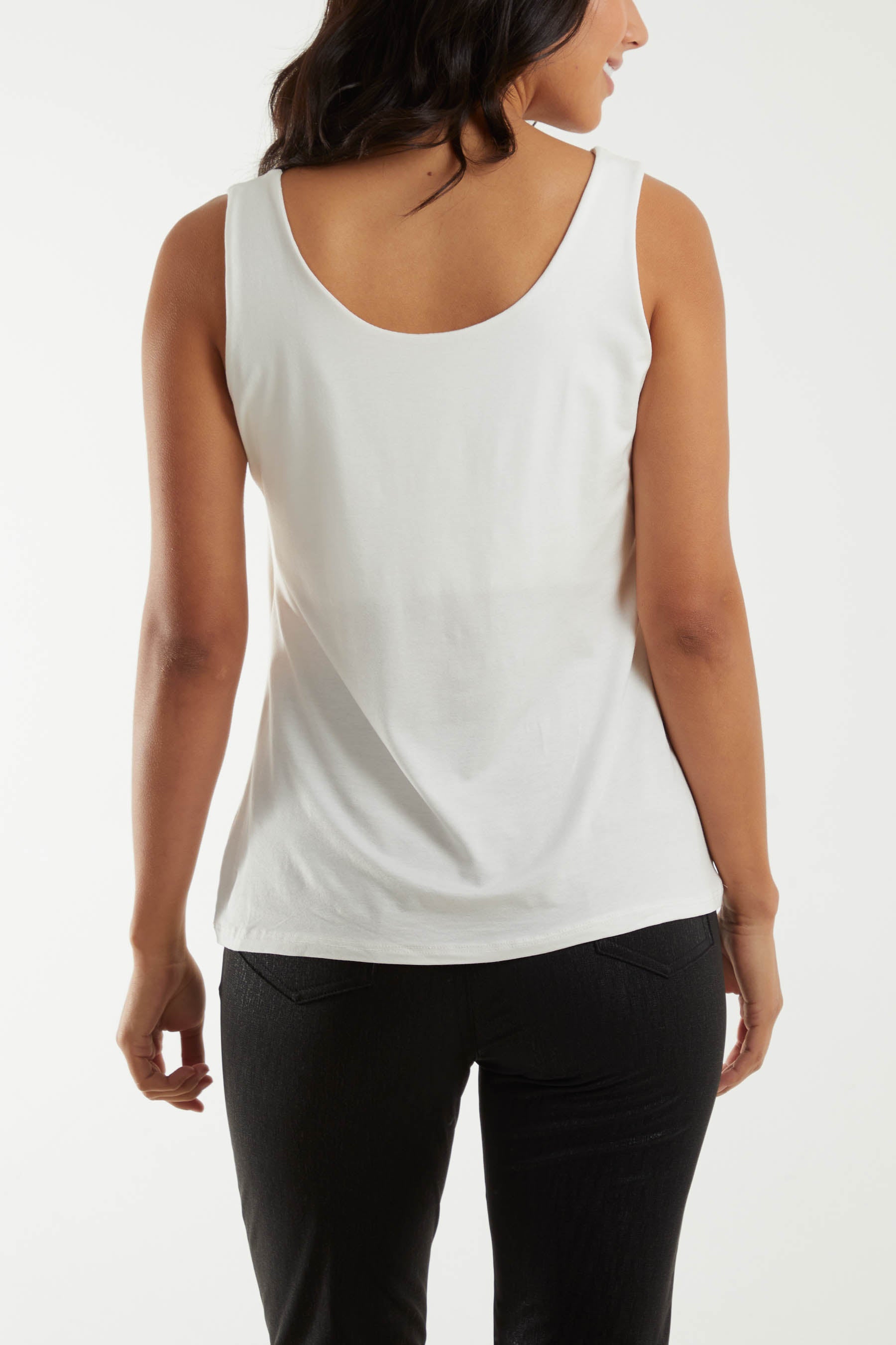 Double Layer Scoop Neck Plain Vest