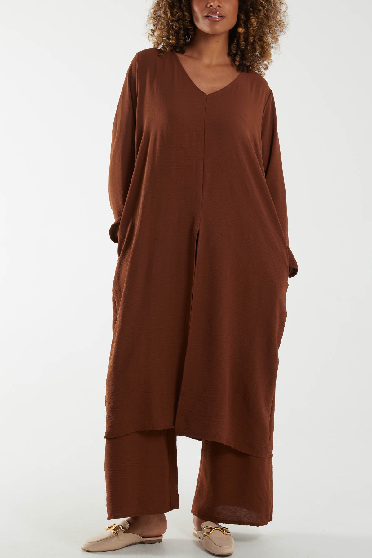Long Sleeve Dress and Trousers Co-Ord Se