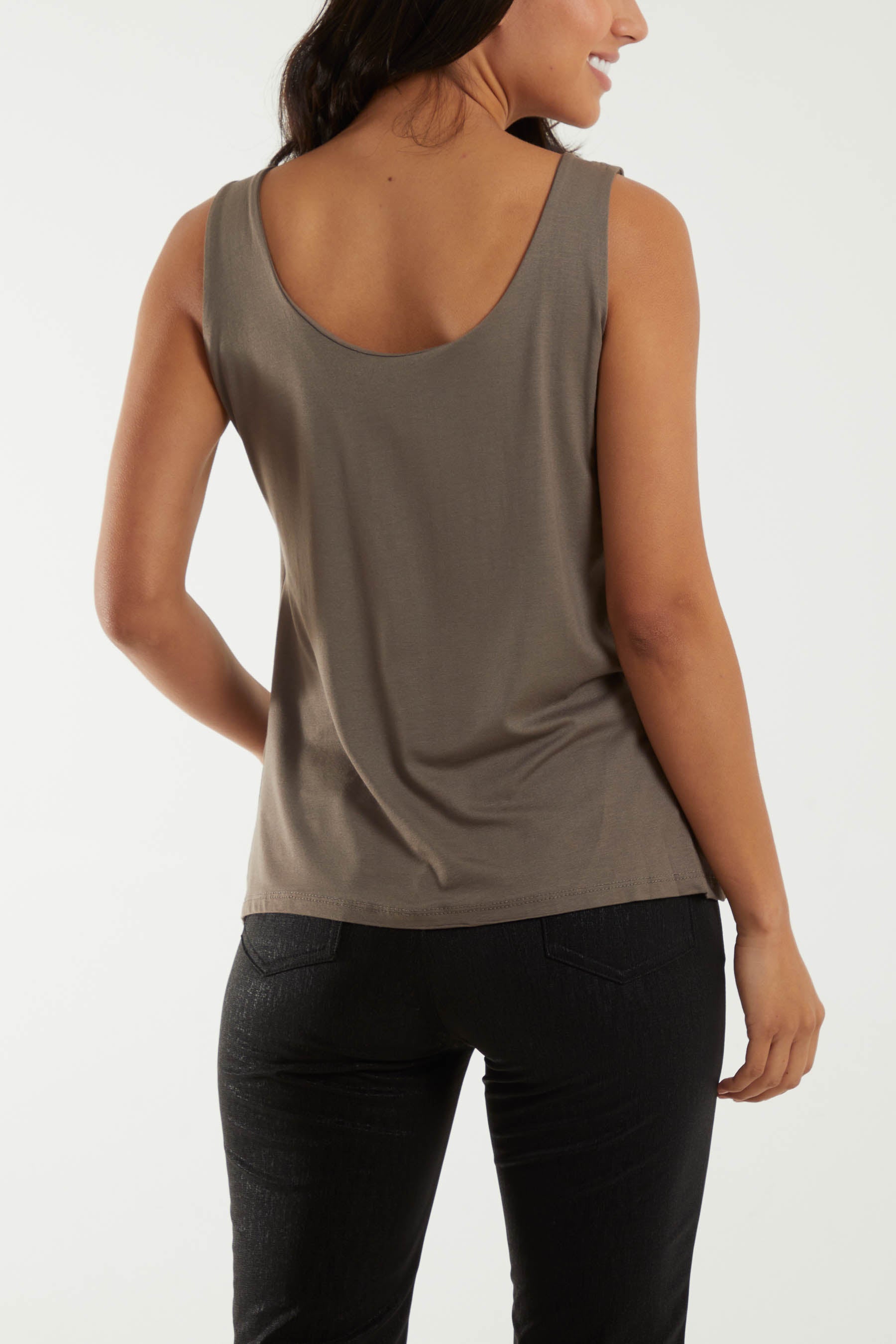 Double Layer Scoop Neck Plain Vest