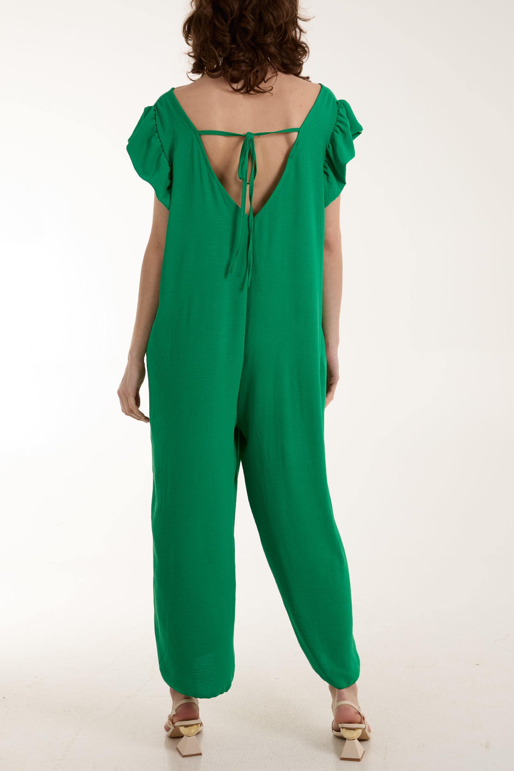 Ruffle Sleeve Wide Leg Jumpsuit