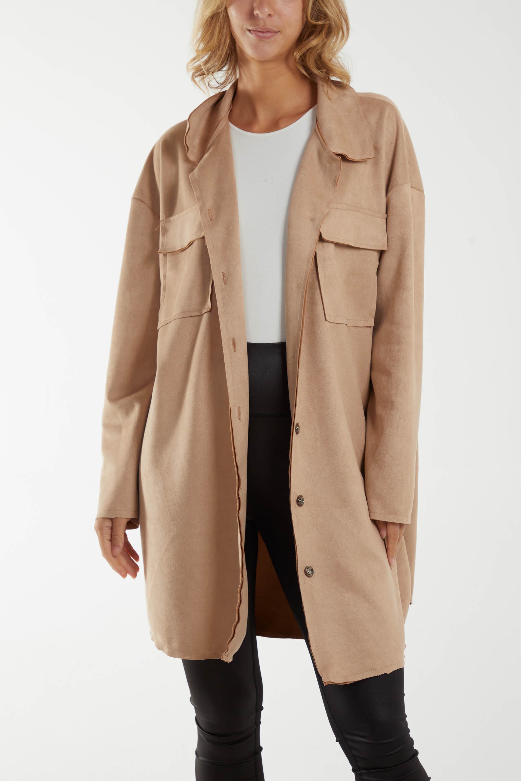 Two Pocket Utility Suede Shacket