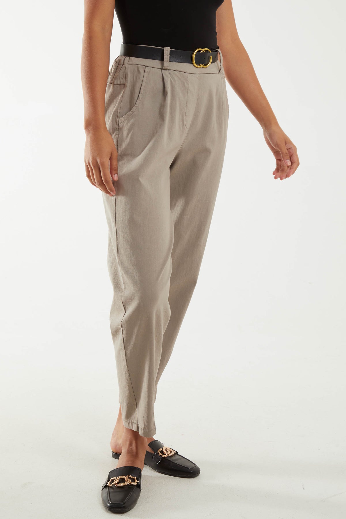 High Waisted Trousers with Belt