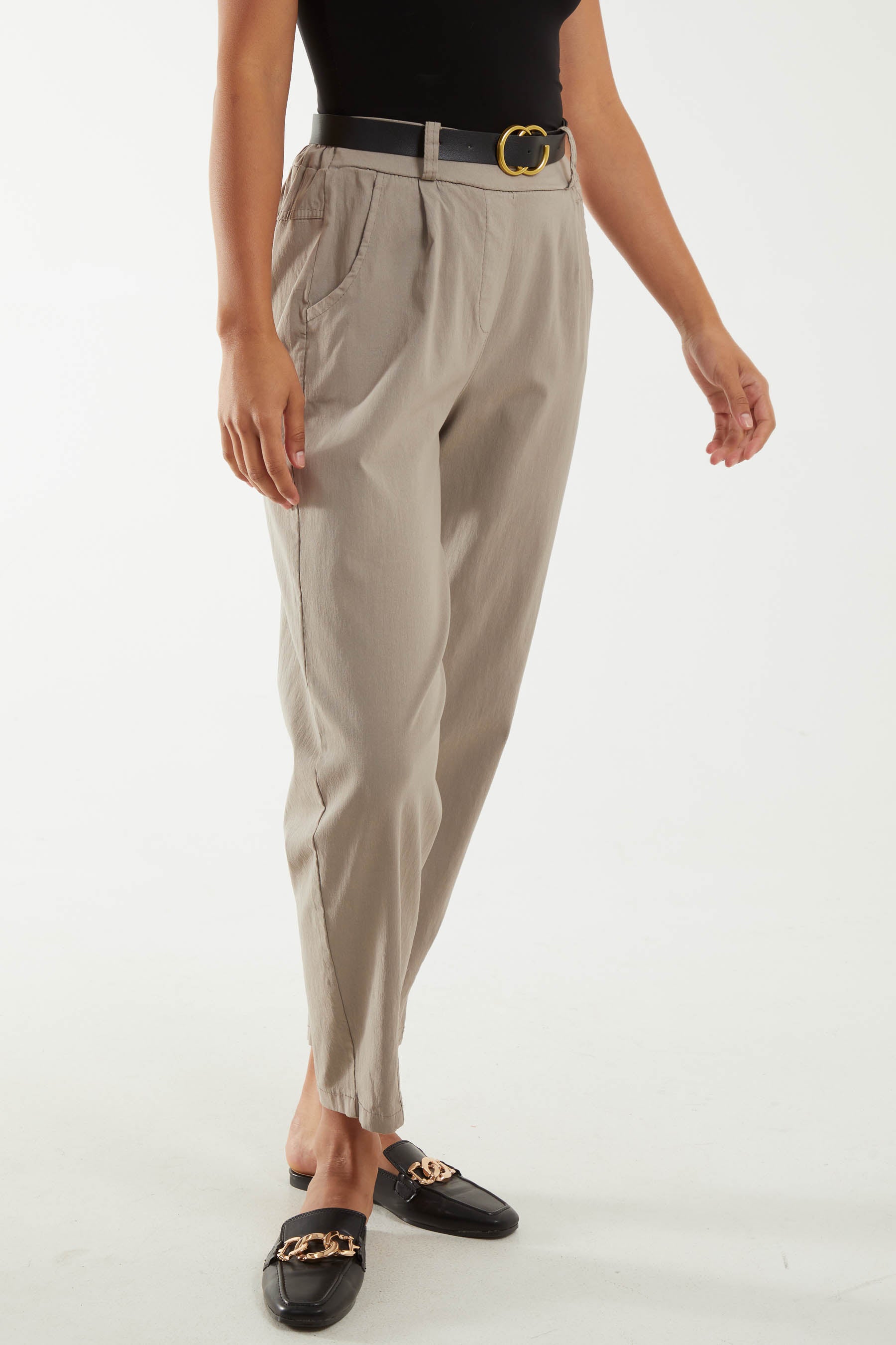 High Waisted Trousers with Belt