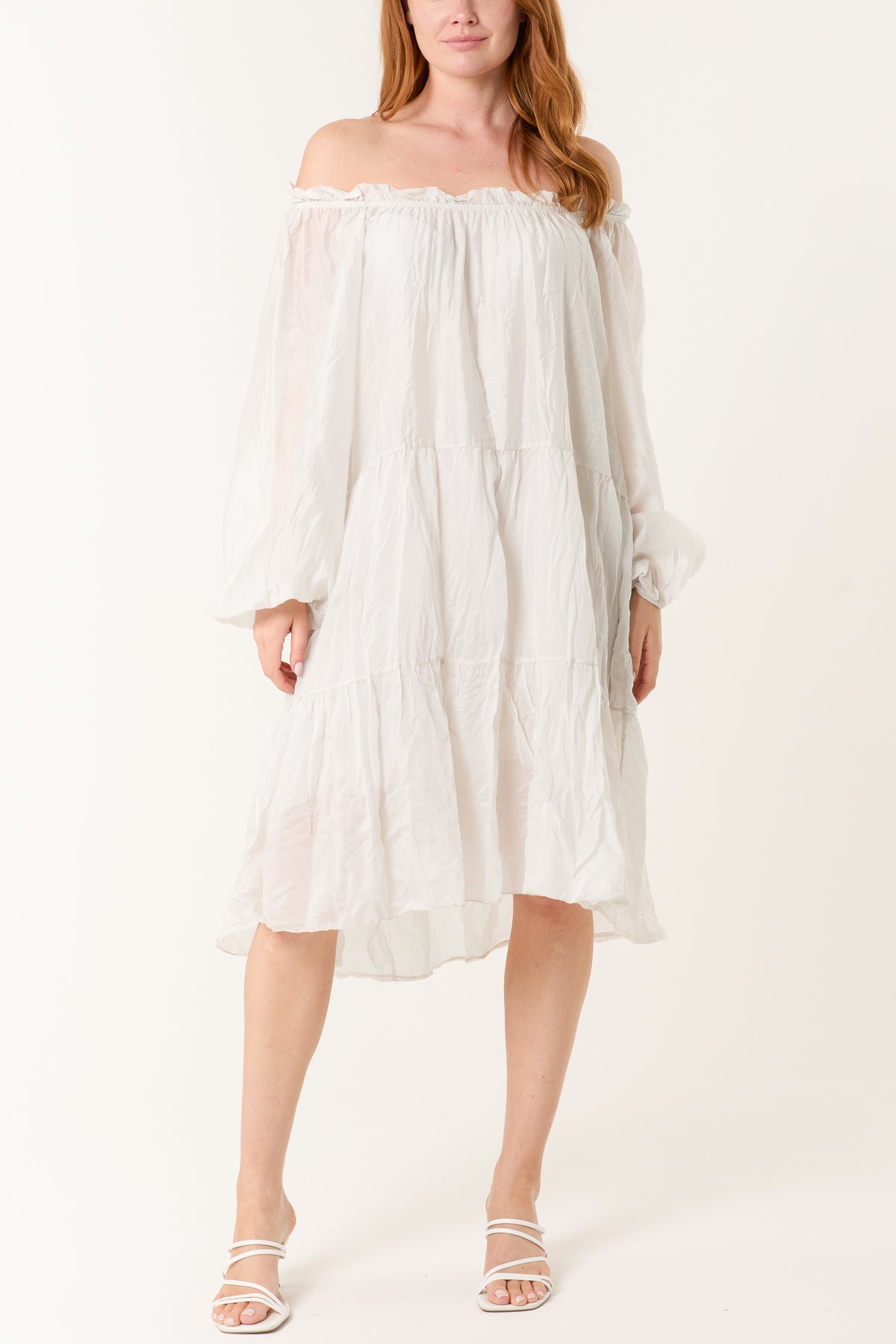 Bardot Crinkle Tiered Mini Dress