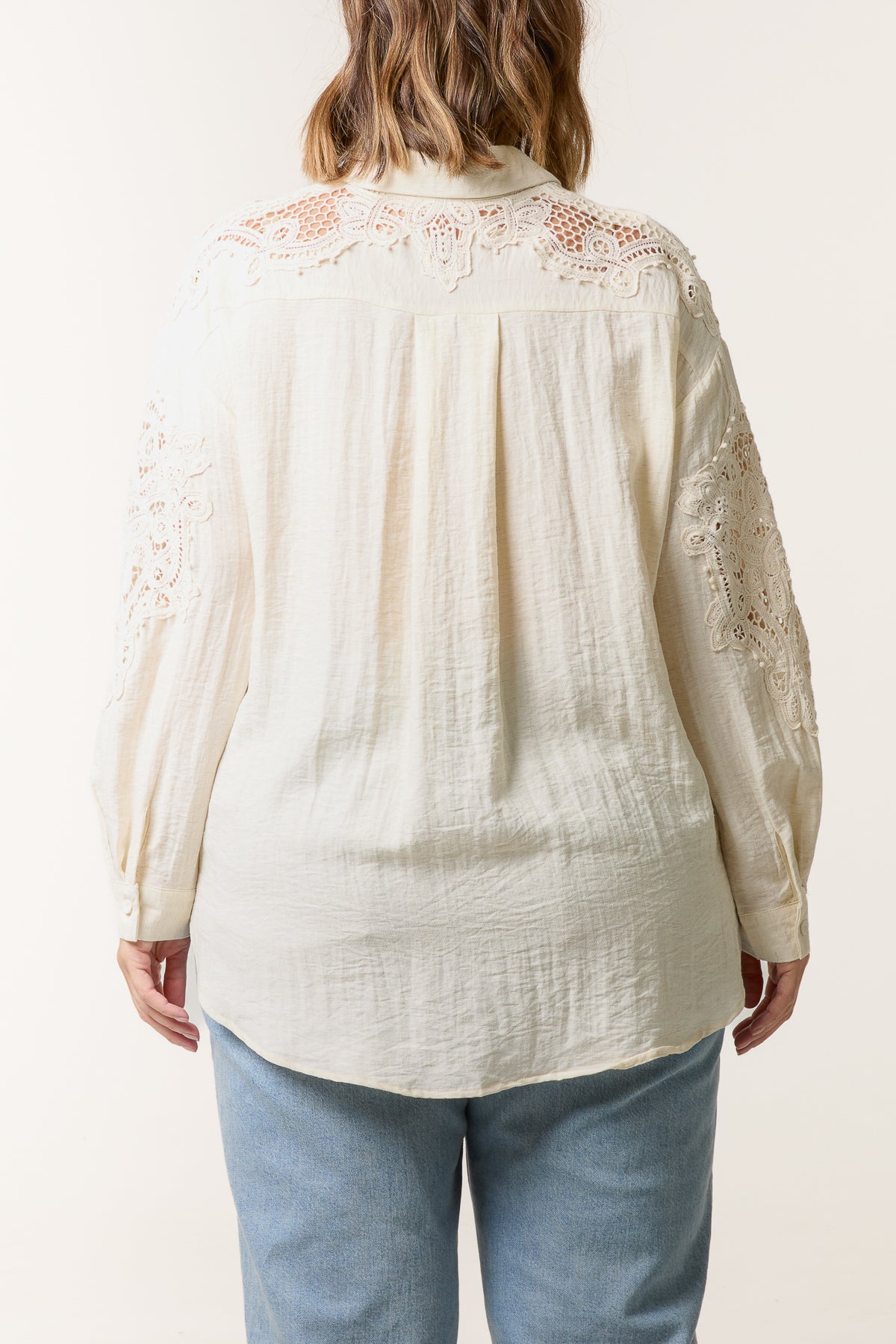 Crochet Detail Button Through Shirt