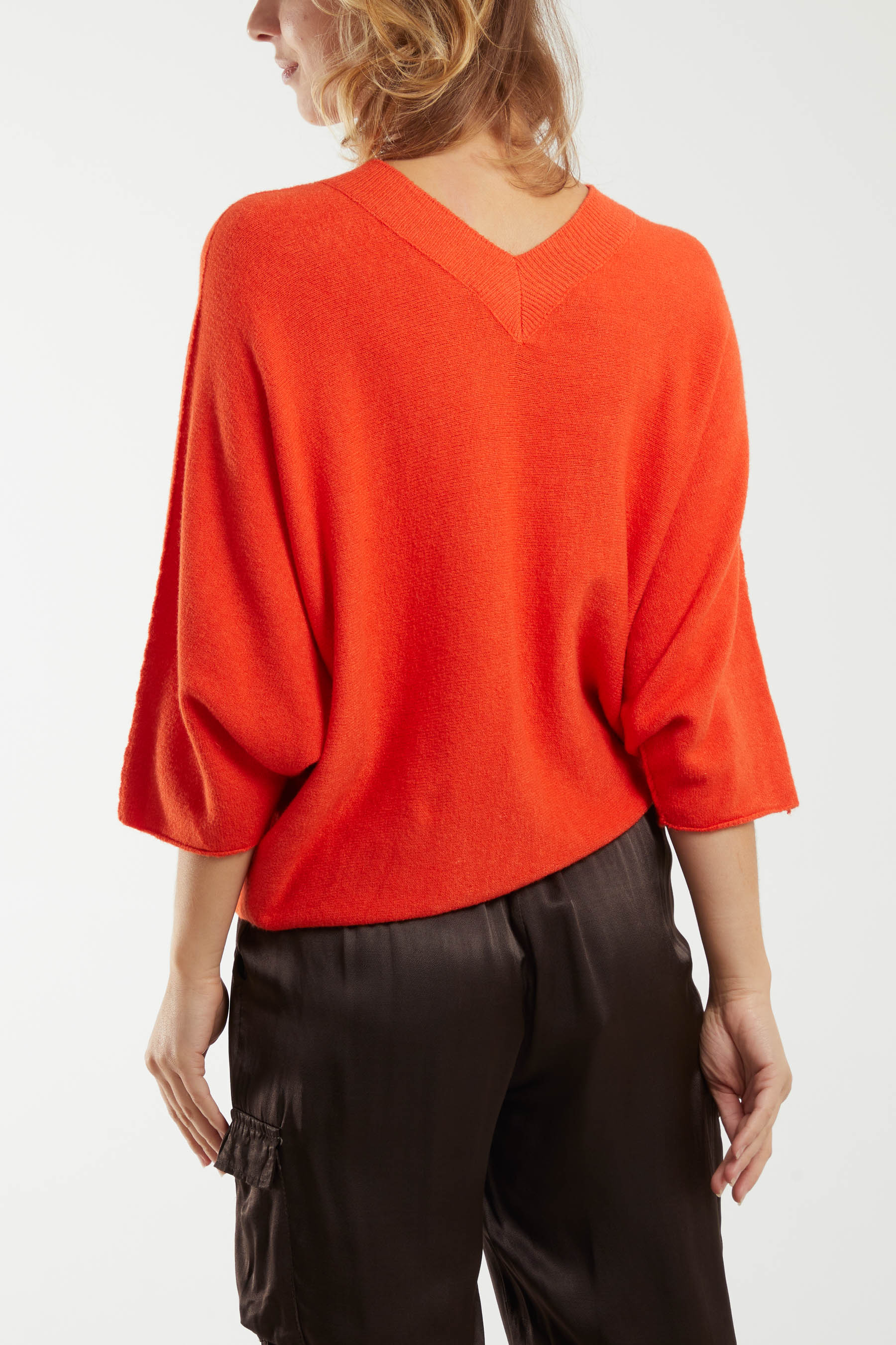 Cropped Soft Touch 3/4 Sleeve Jumper
