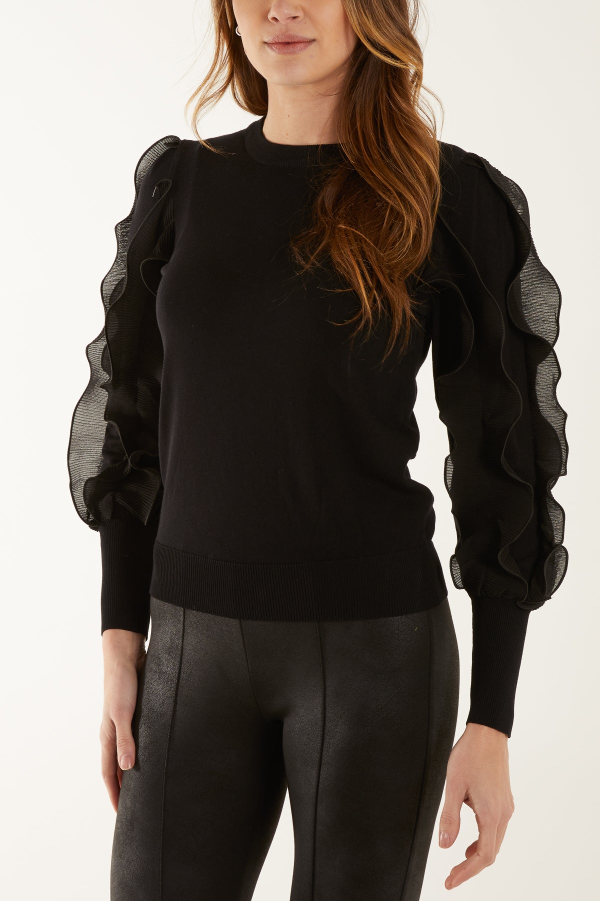 Mesh Ruffle Sleeve Jumper