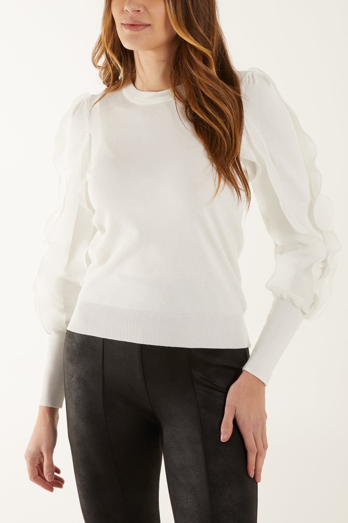 Mesh ruffle sleeve top online