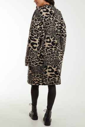 Leopard Wool Blend Coat