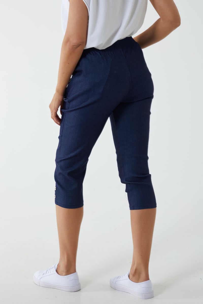 Elasticated Waist Zip Detail Crop Trouser