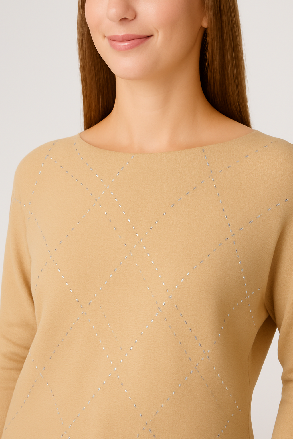 Embellished Diamond Patterned Jumper