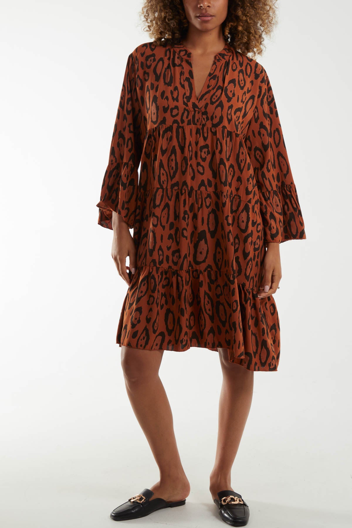 Leopard Print Tiered Mini Dress