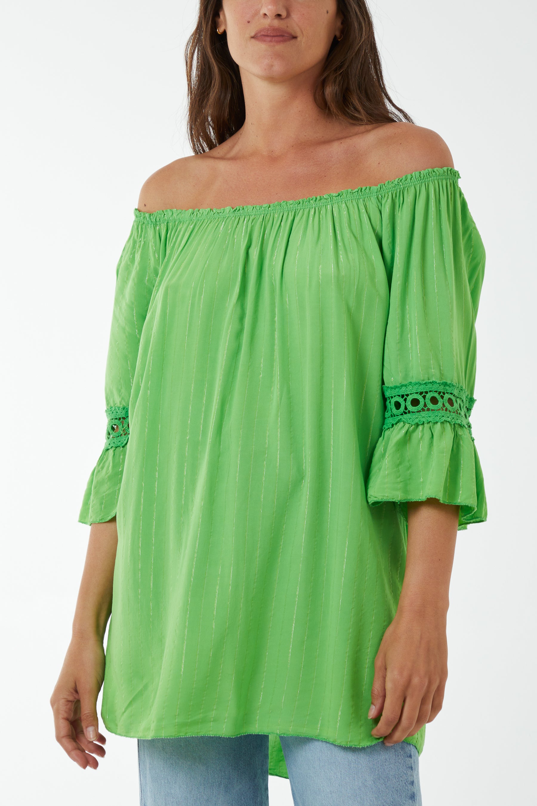 Metallic Stripe Bardot Top