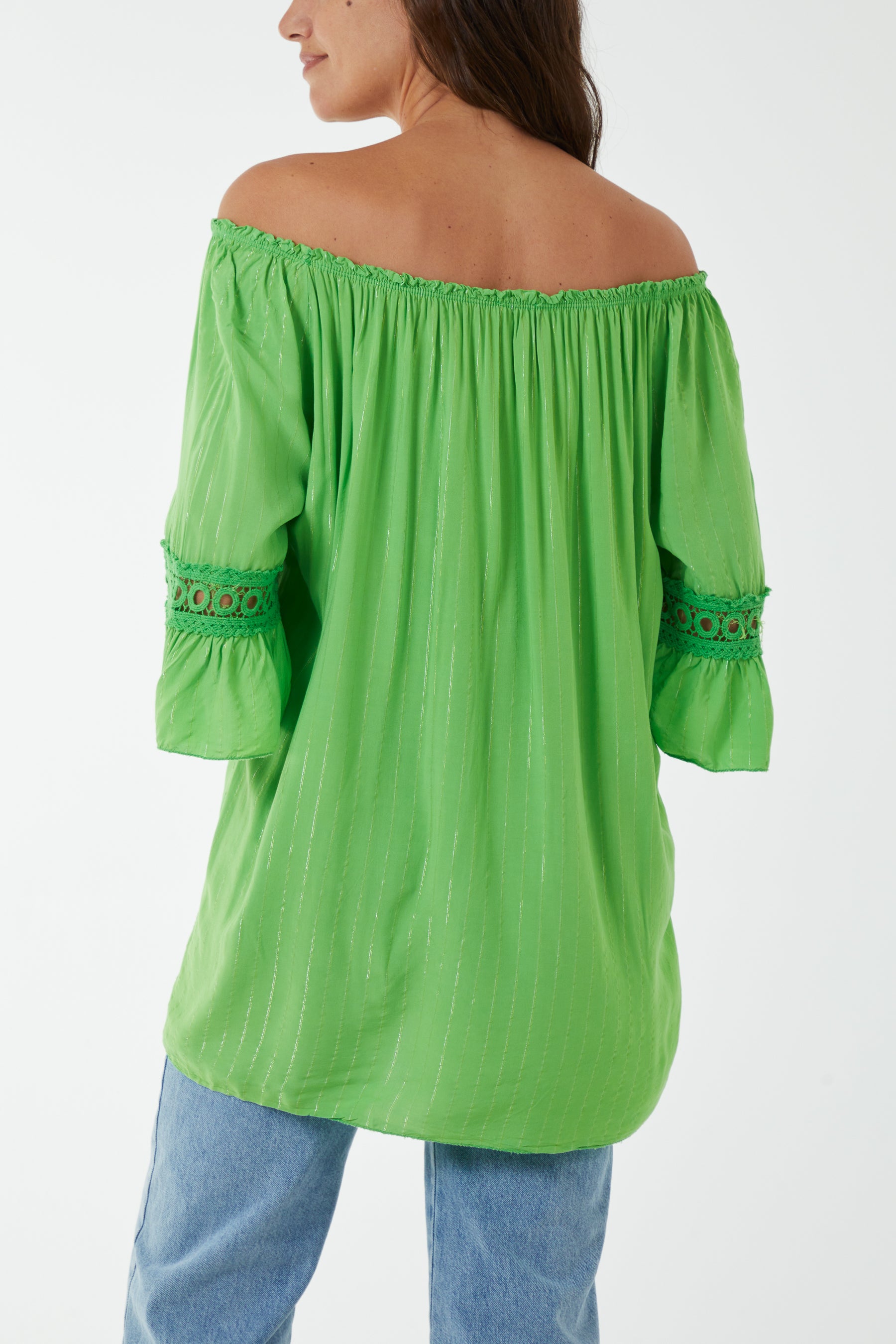Metallic Stripe Bardot Top