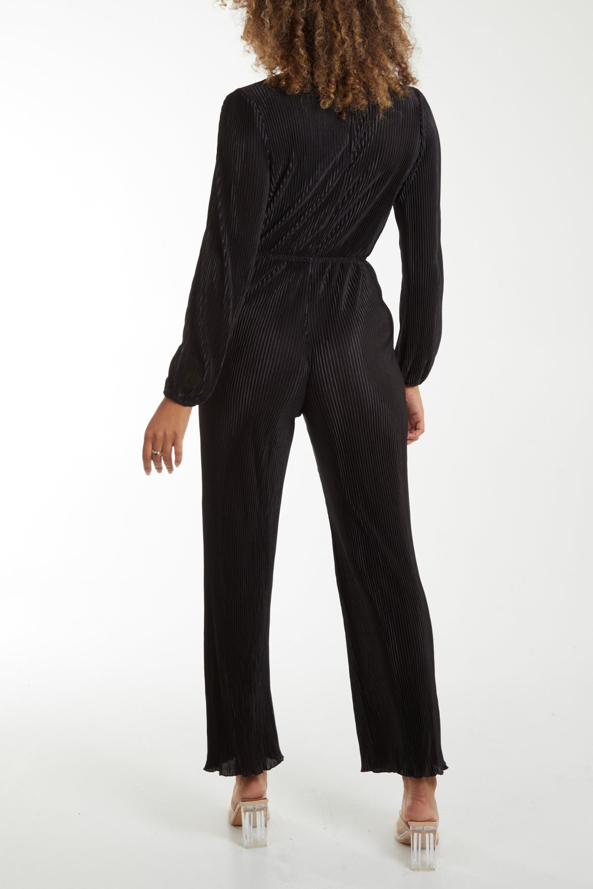 Plisse Wrap Belted Jumpsuit