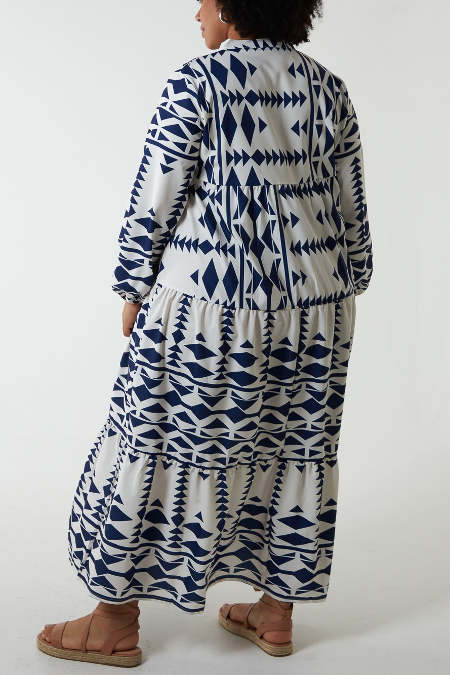 Curve Aztec Tiered Maxi Dress
