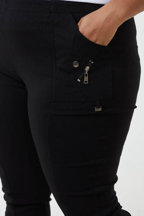 Curve Elasticated Waist Zip Detail Crop Trouser