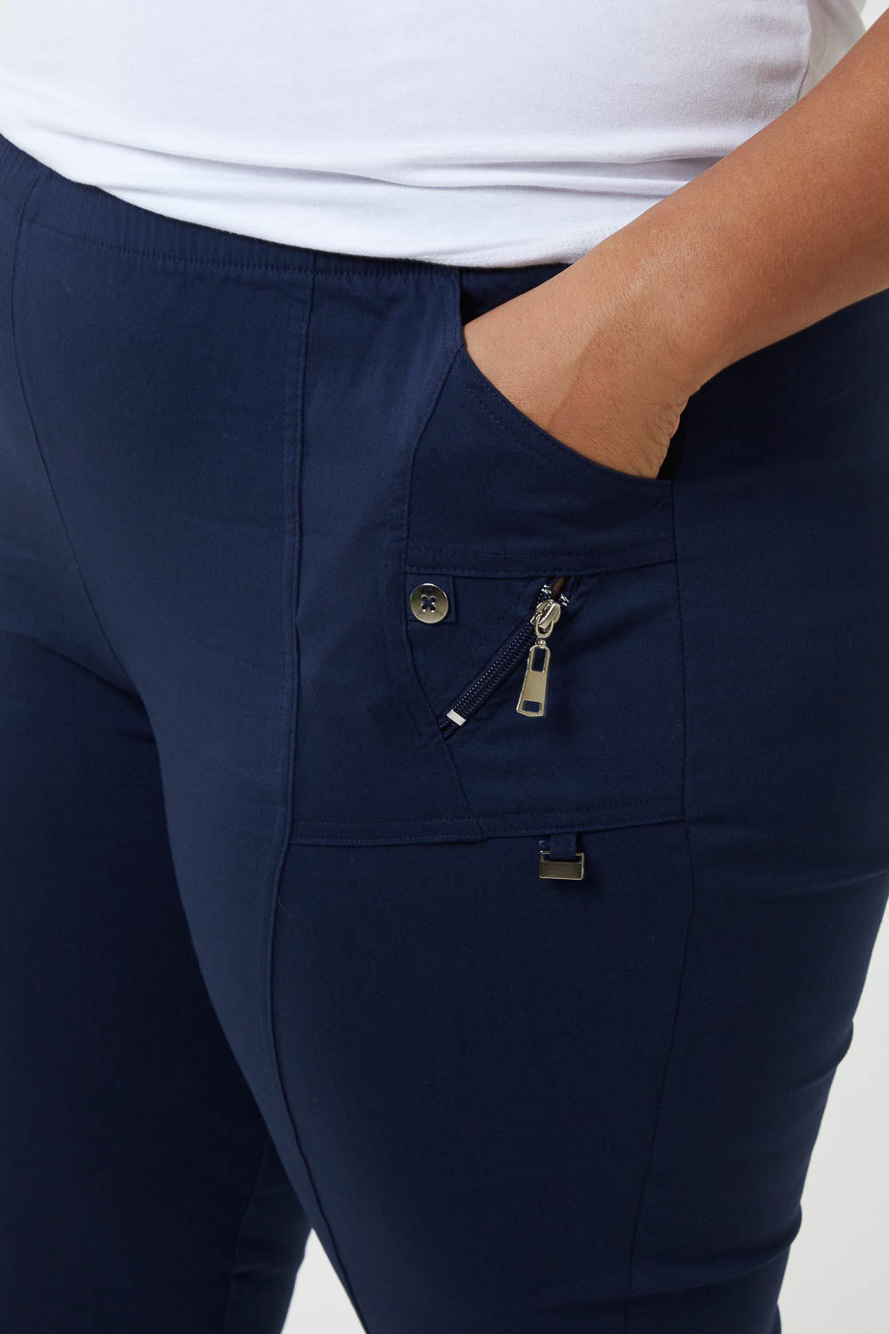 Curve Elasticated Waist Zip Detail Crop Trouser