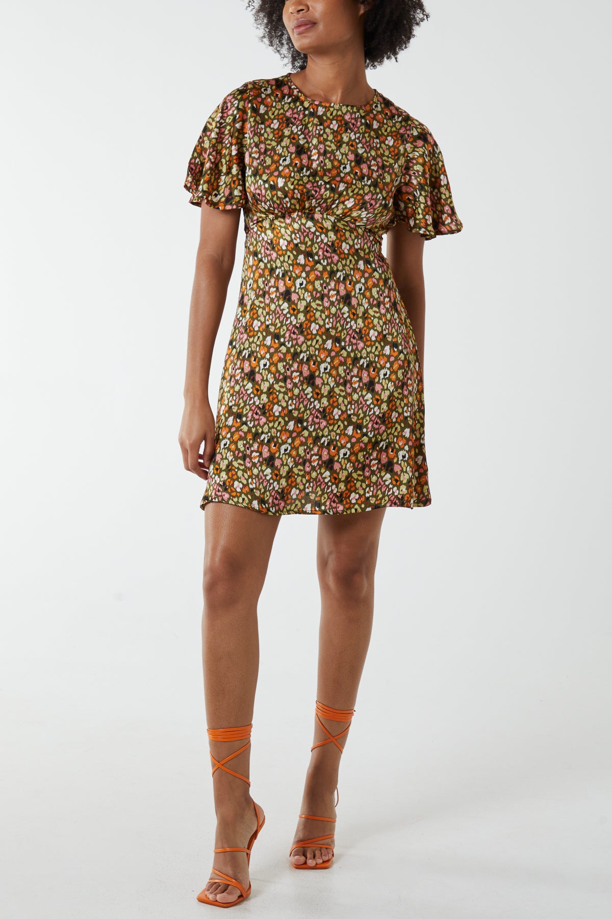 Flutter Sleeve Animal Print Mini Dress