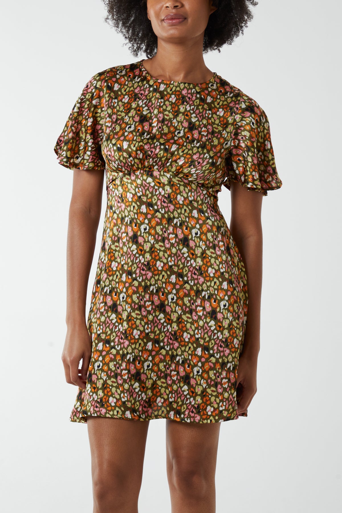 Flutter Sleeve Animal Print Mini Dress