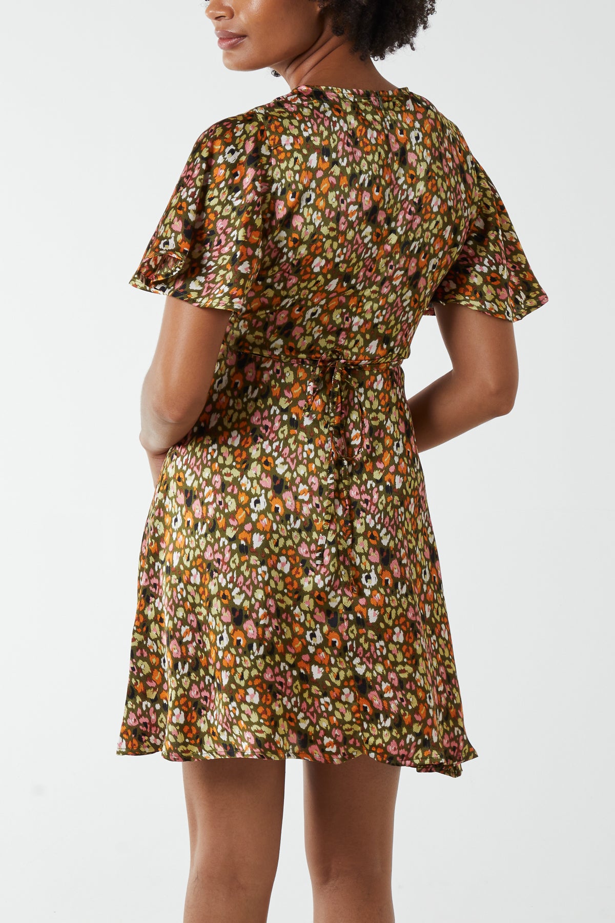 Flutter Sleeve Animal Print Mini Dress