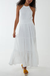Drawstring Halterneck Maxi Dress