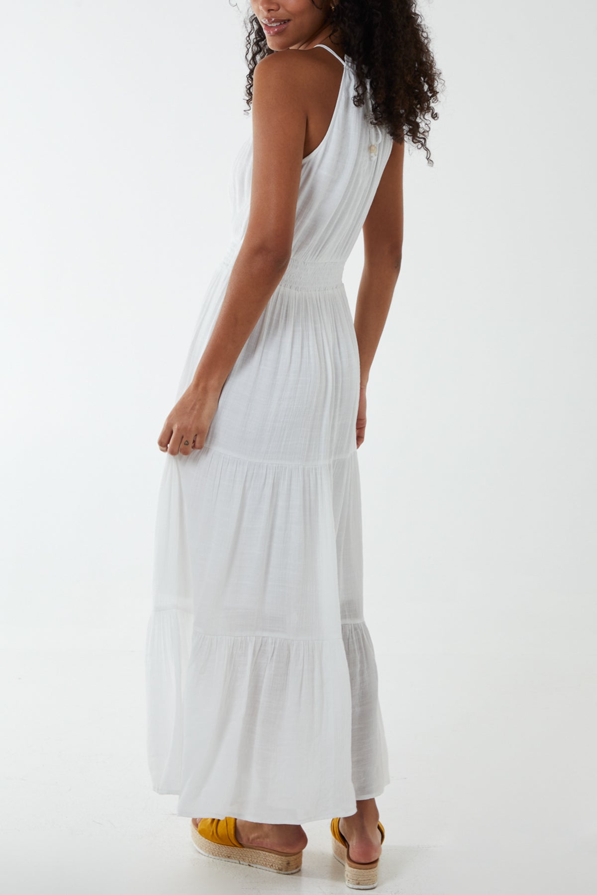 Drawstring Halterneck Maxi Dress