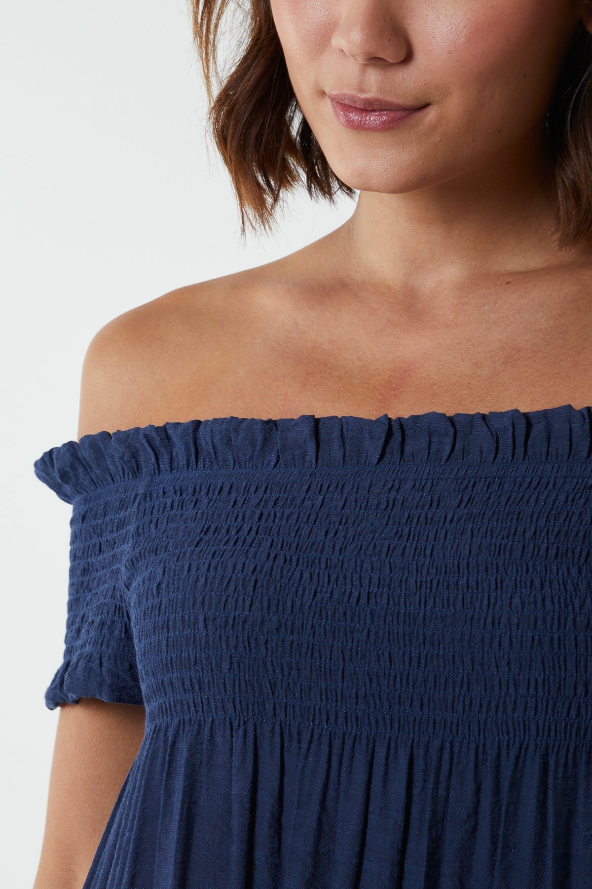 Bardot Shirred Floaty Mini Dress