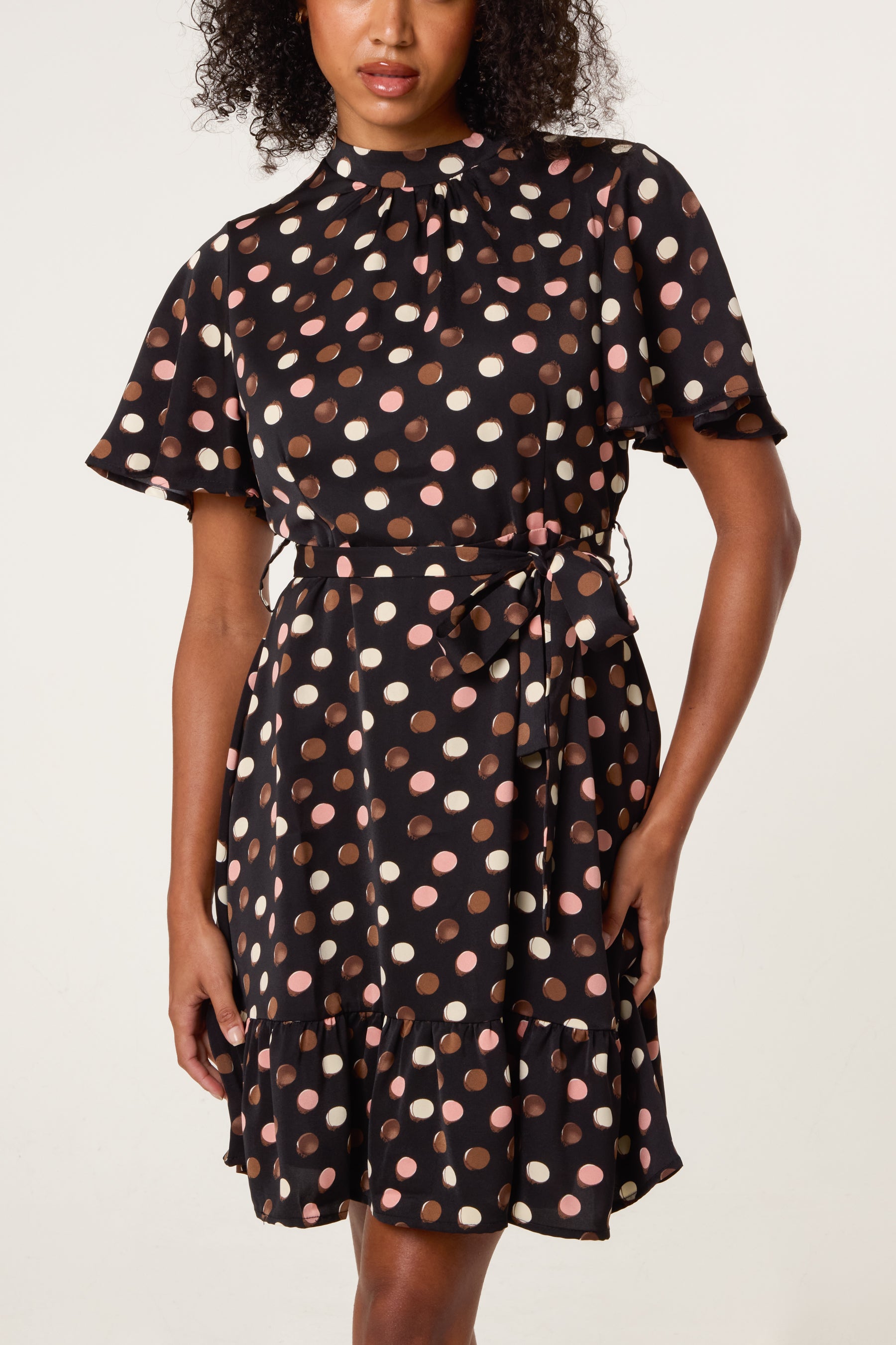 Polka Dot High Neck Mini Dress