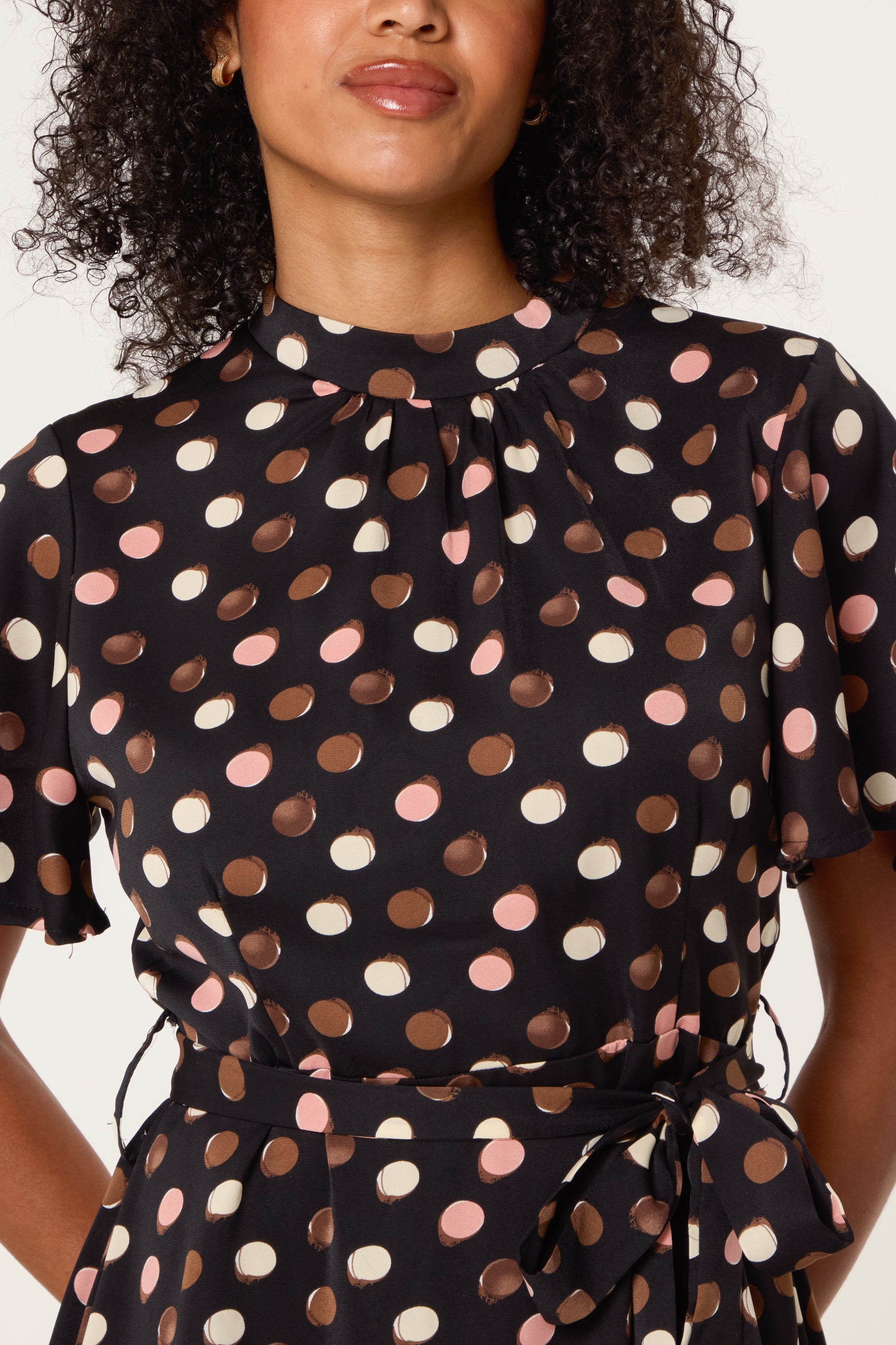 Polka Dot High Neck Mini Dress