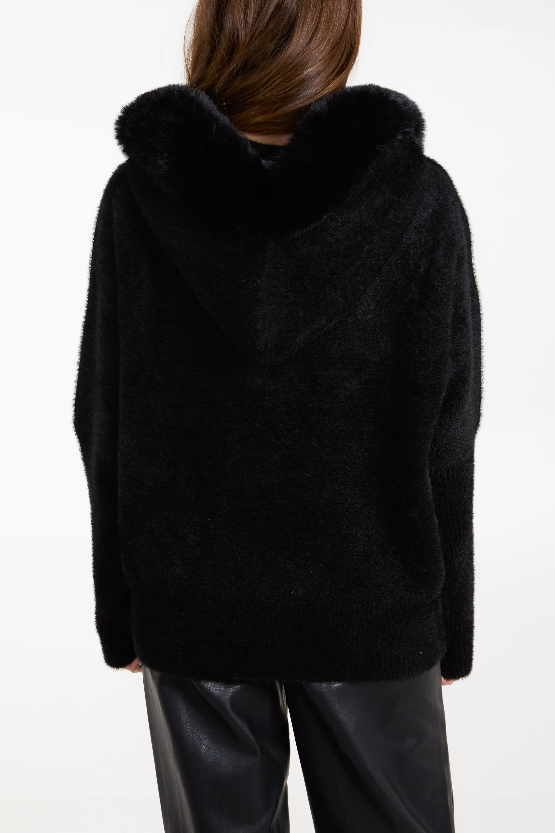Zip Up Fur Trim Hoodie