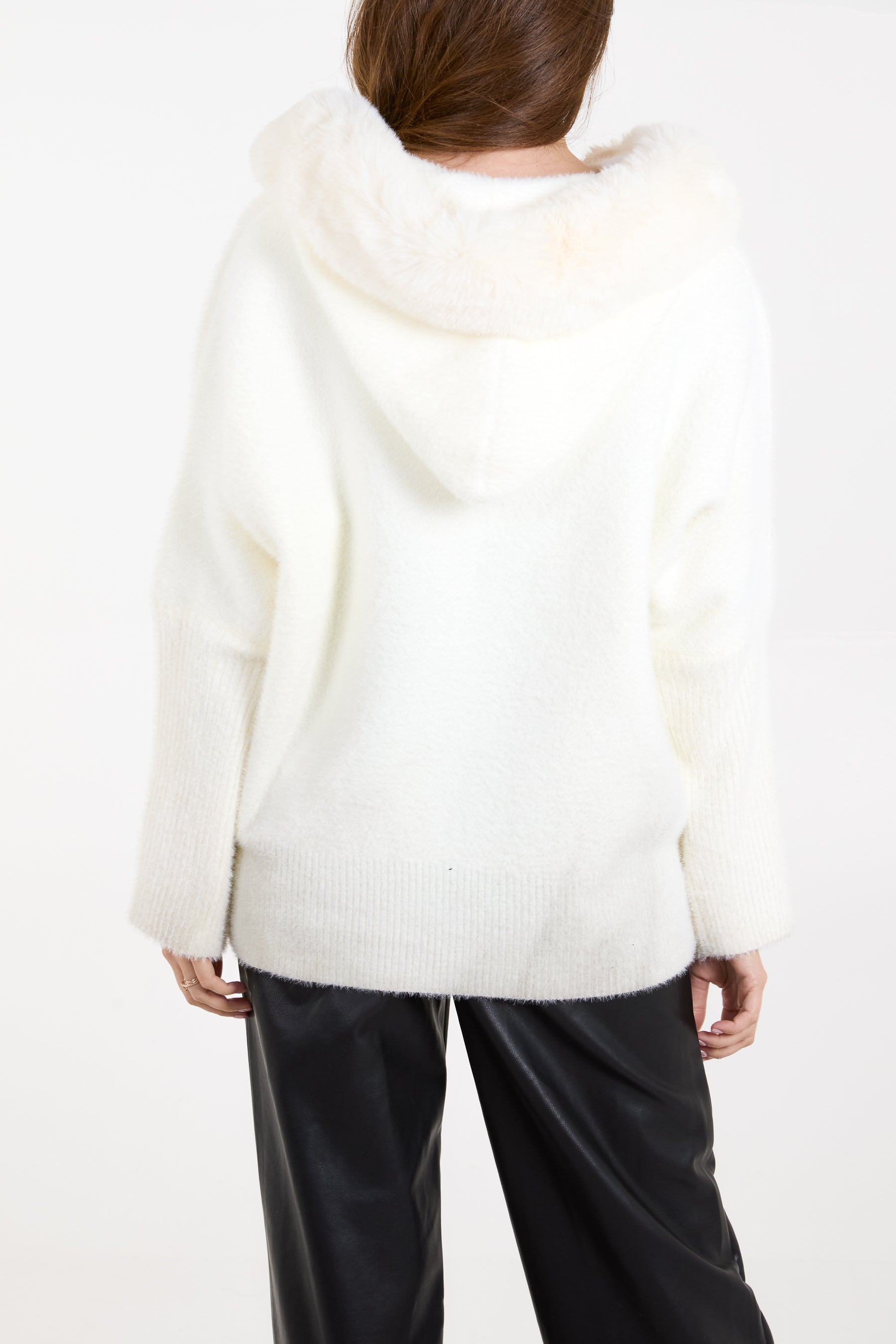 Zip Up Fur Trim Hoodie