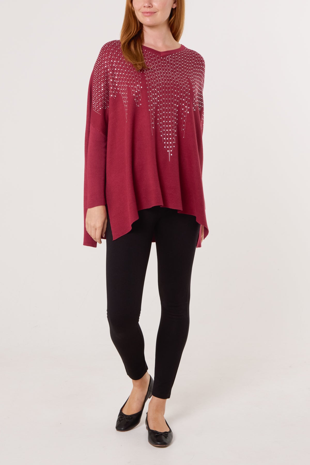 Diamante V-Neck Relaxed Jumper