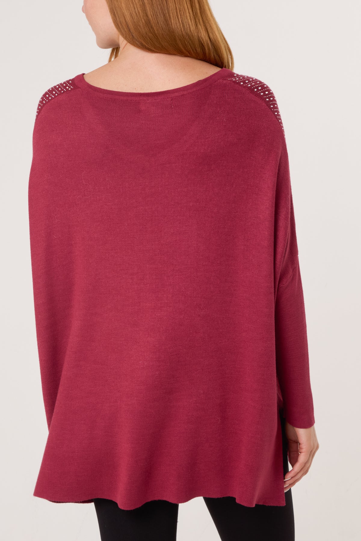 Diamante V-Neck Relaxed Jumper