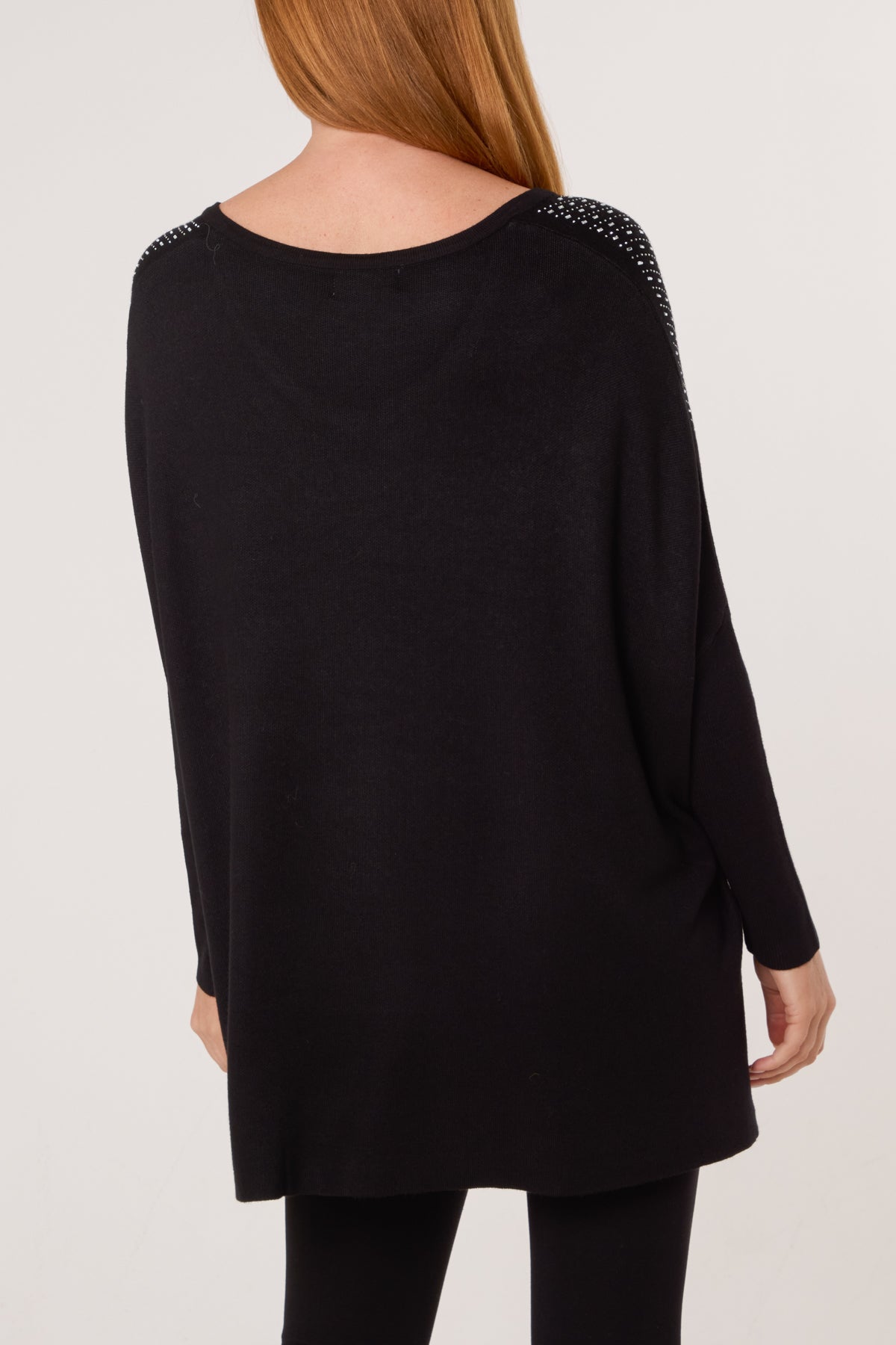 Diamante V-Neck Relaxed Jumper