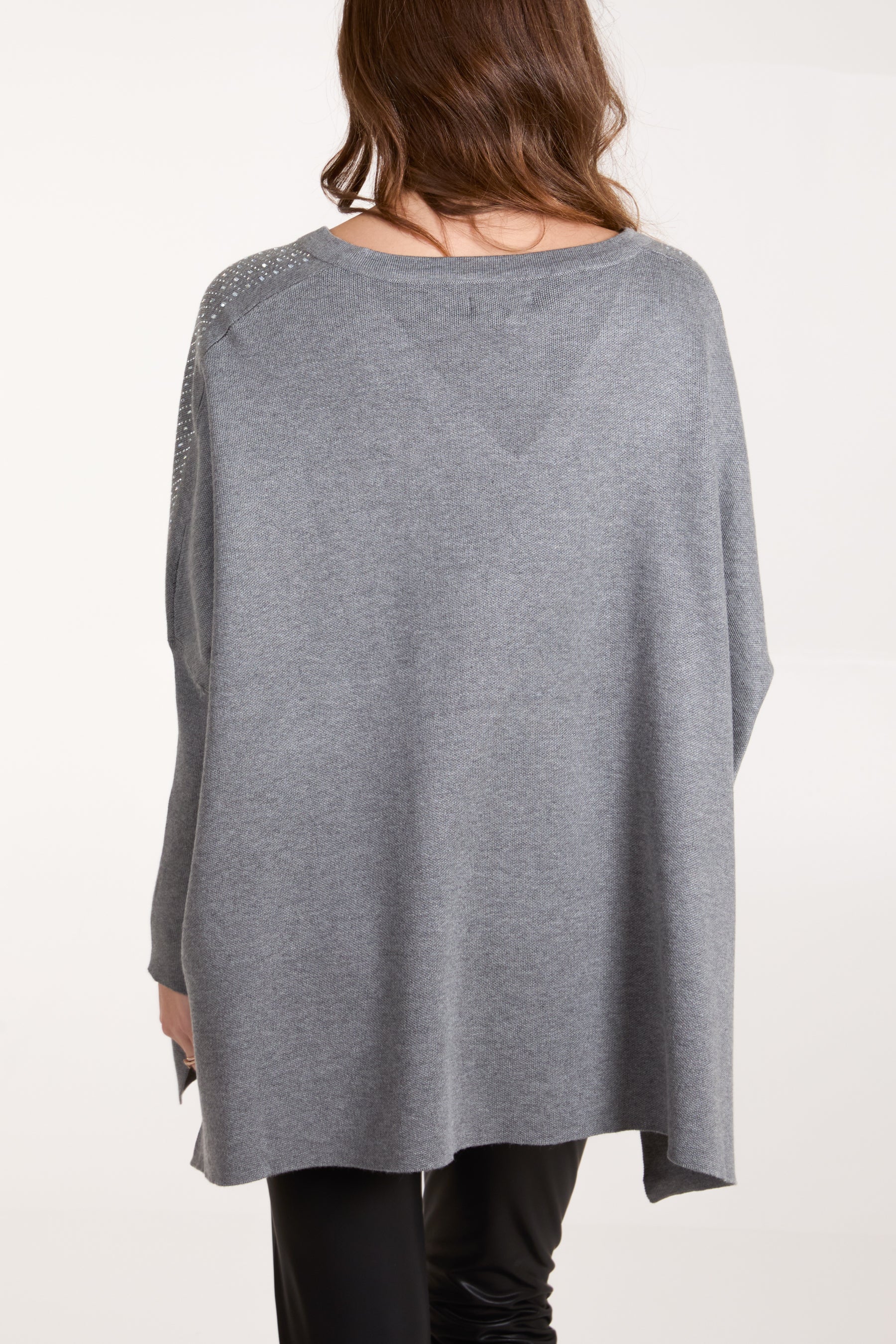 Diamante V-Neck Relaxed Jumper
