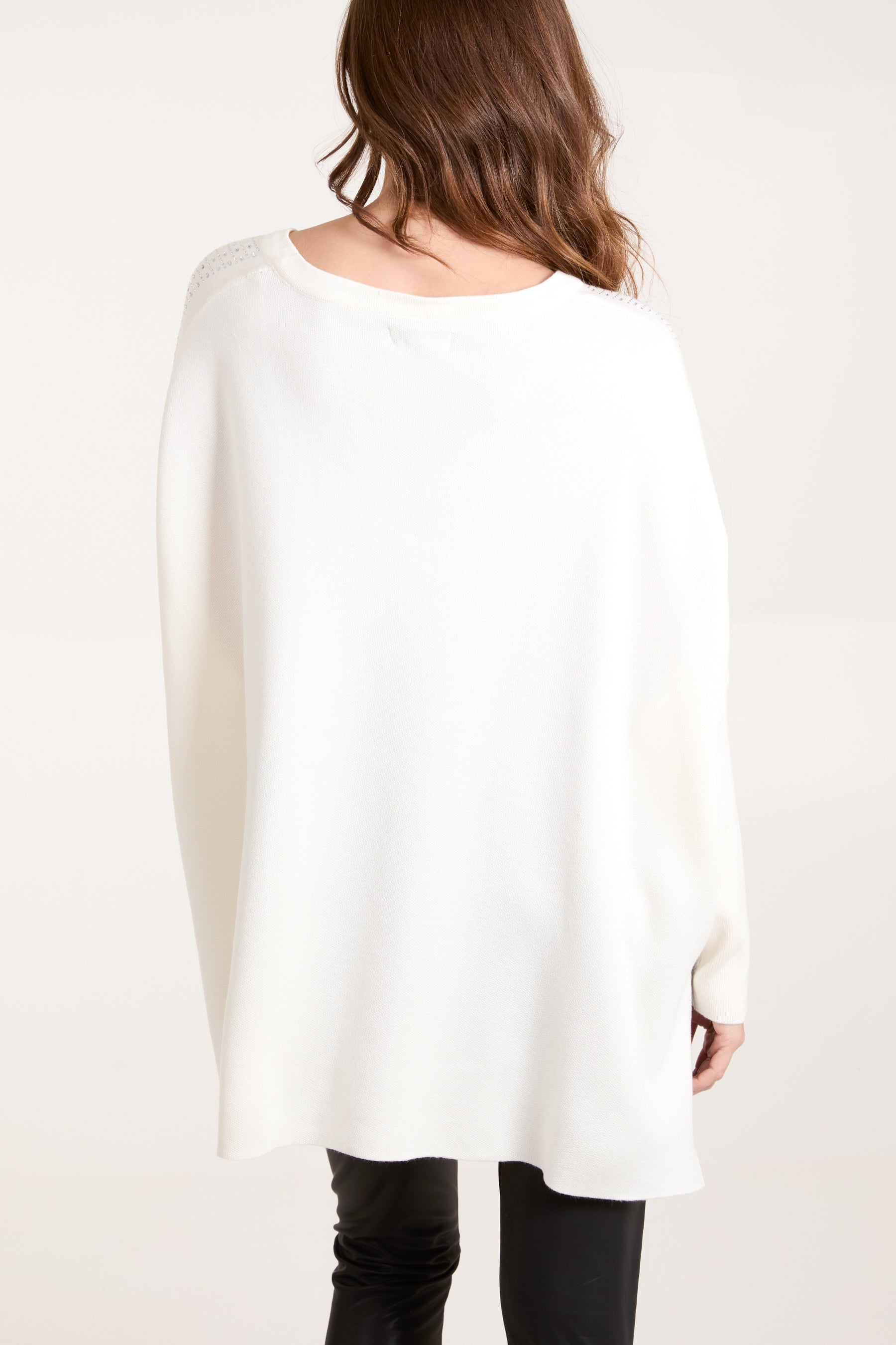 Diamante V-Neck Relaxed Jumper