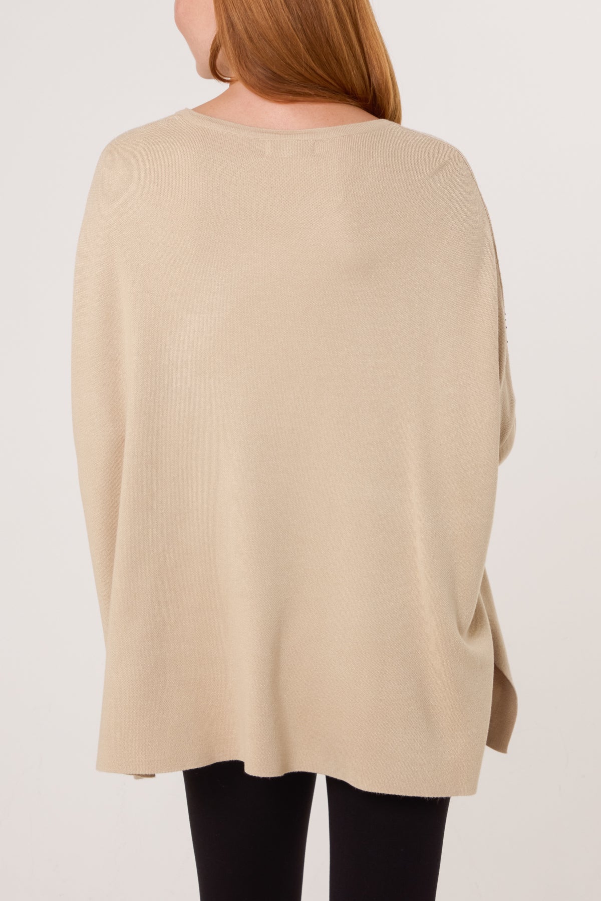 Diamante V-Neck Relaxed Jumper