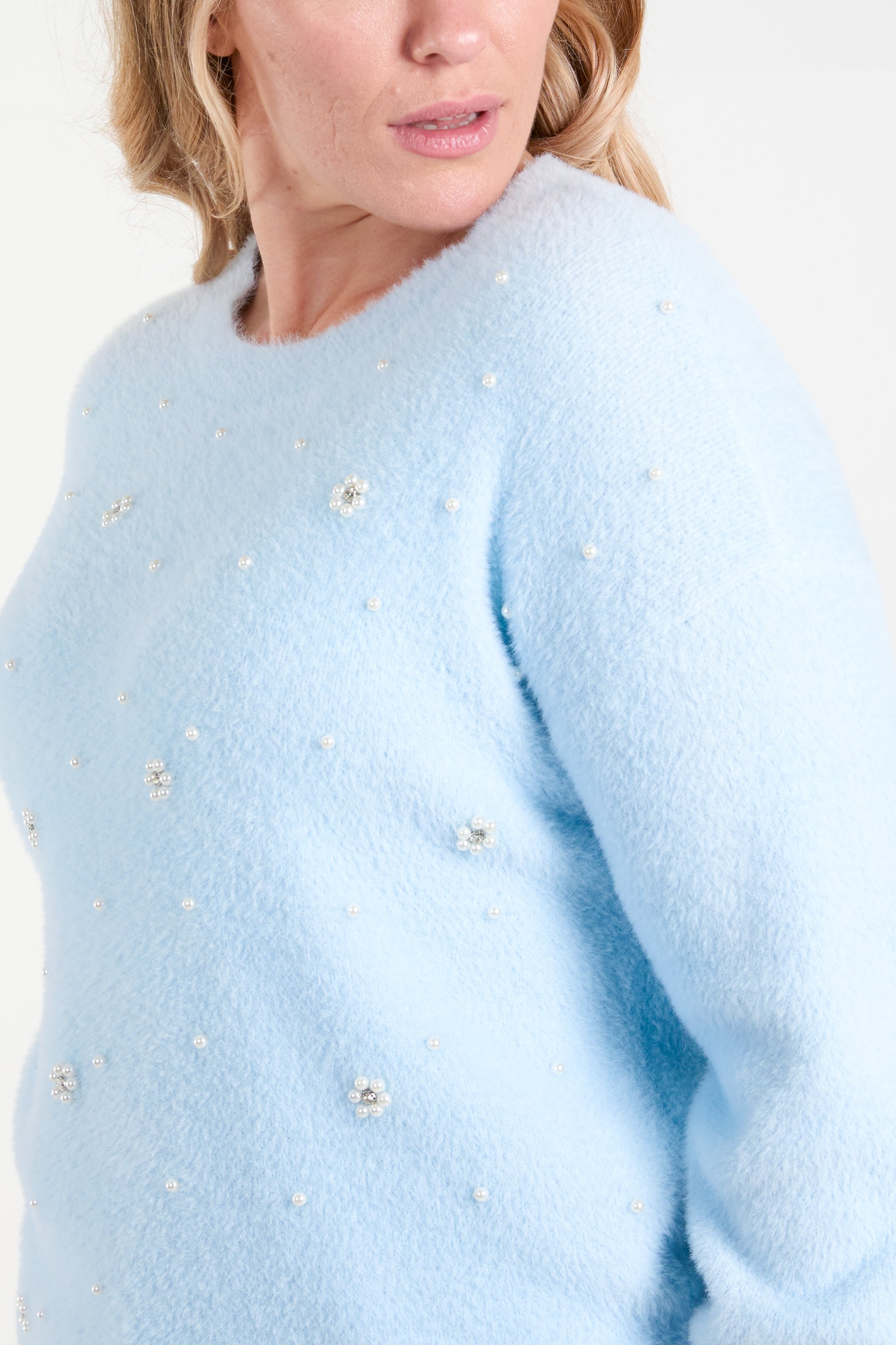 Pearl Flower Fluffy Jumper