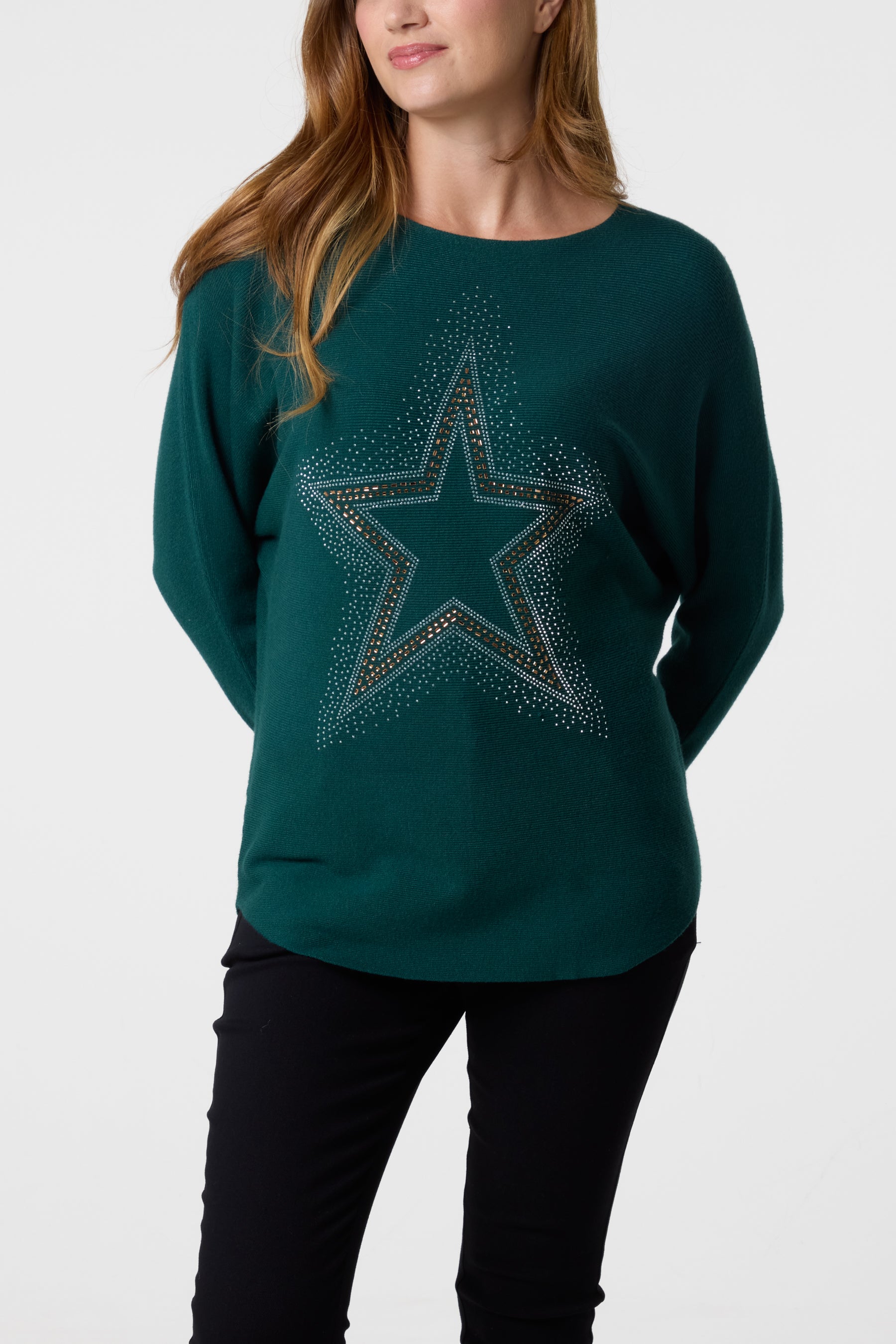 Sequin Star Fine Knit Jumper