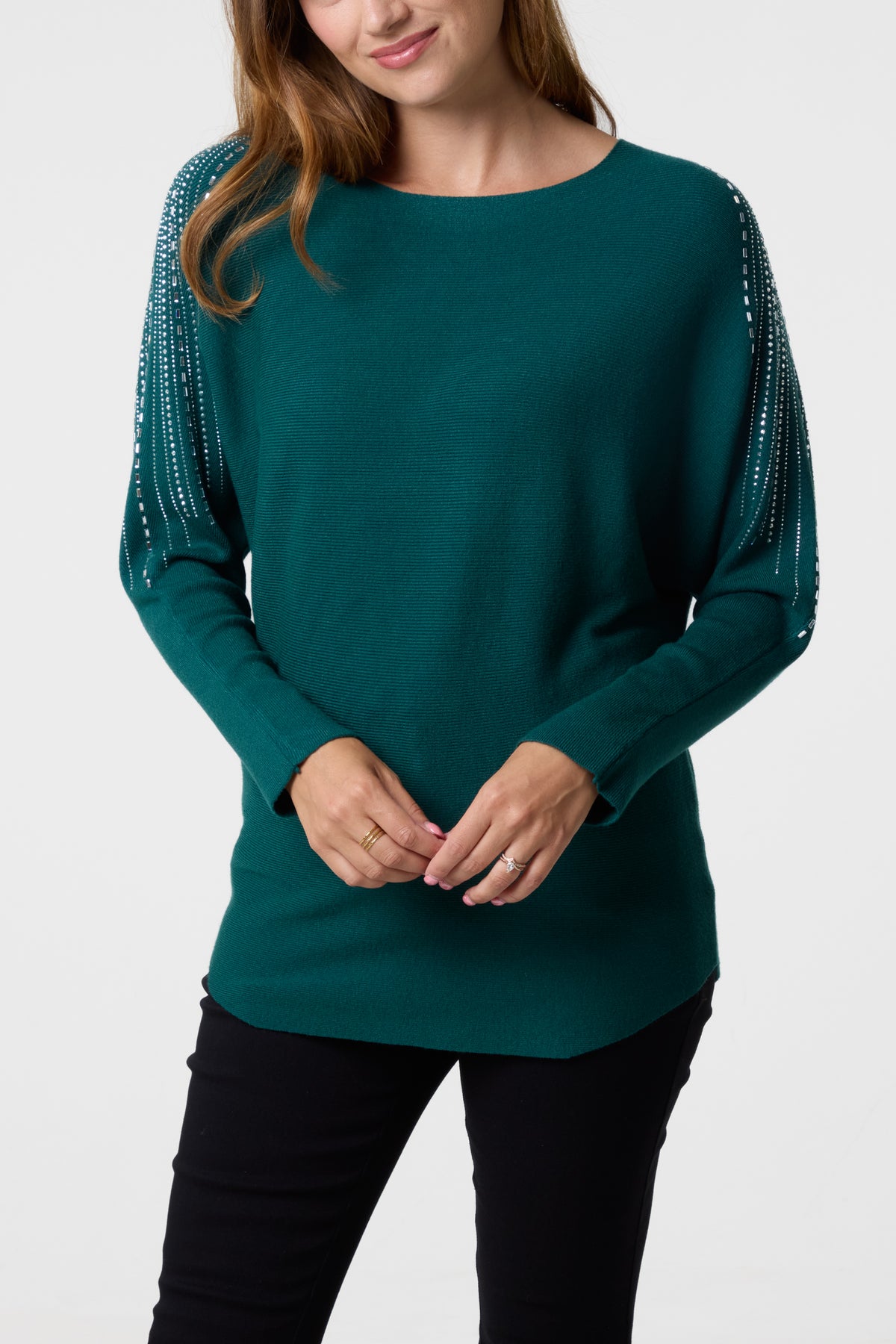 Diamante Sleeve Embellished Jumper