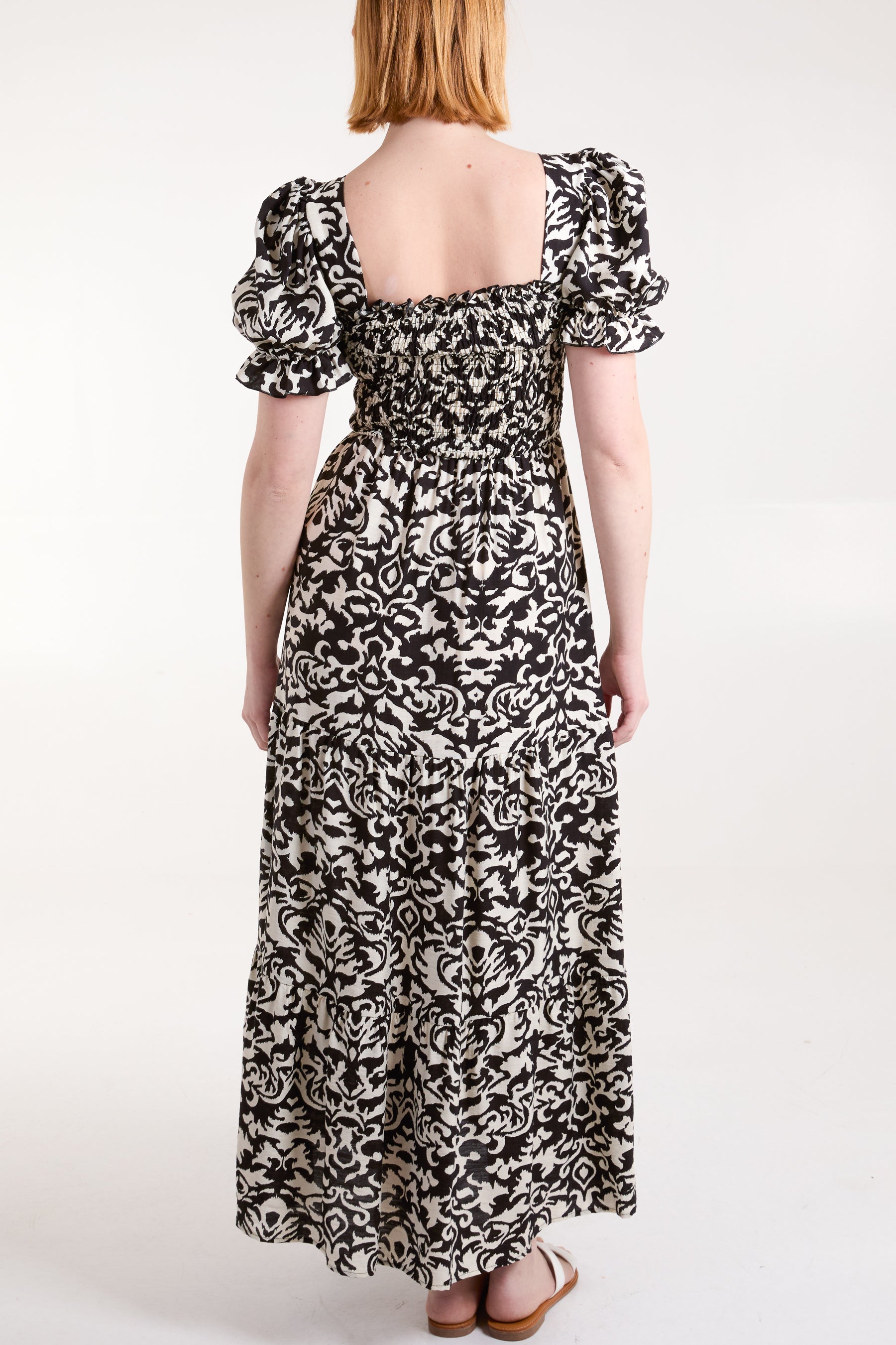 Puff Sleeve Seqare Neck Dress
