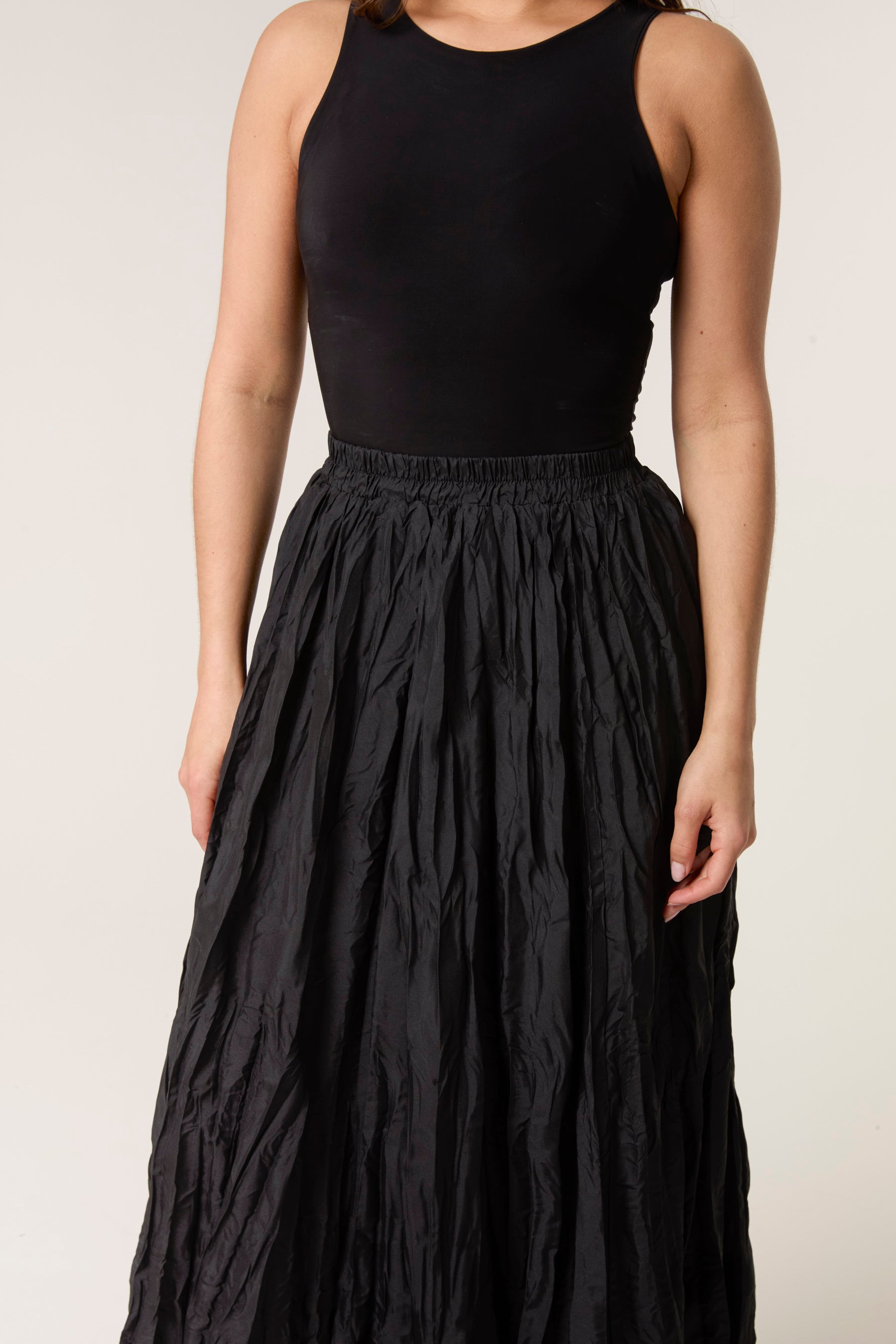 Crinkled Texture Midi Skirt