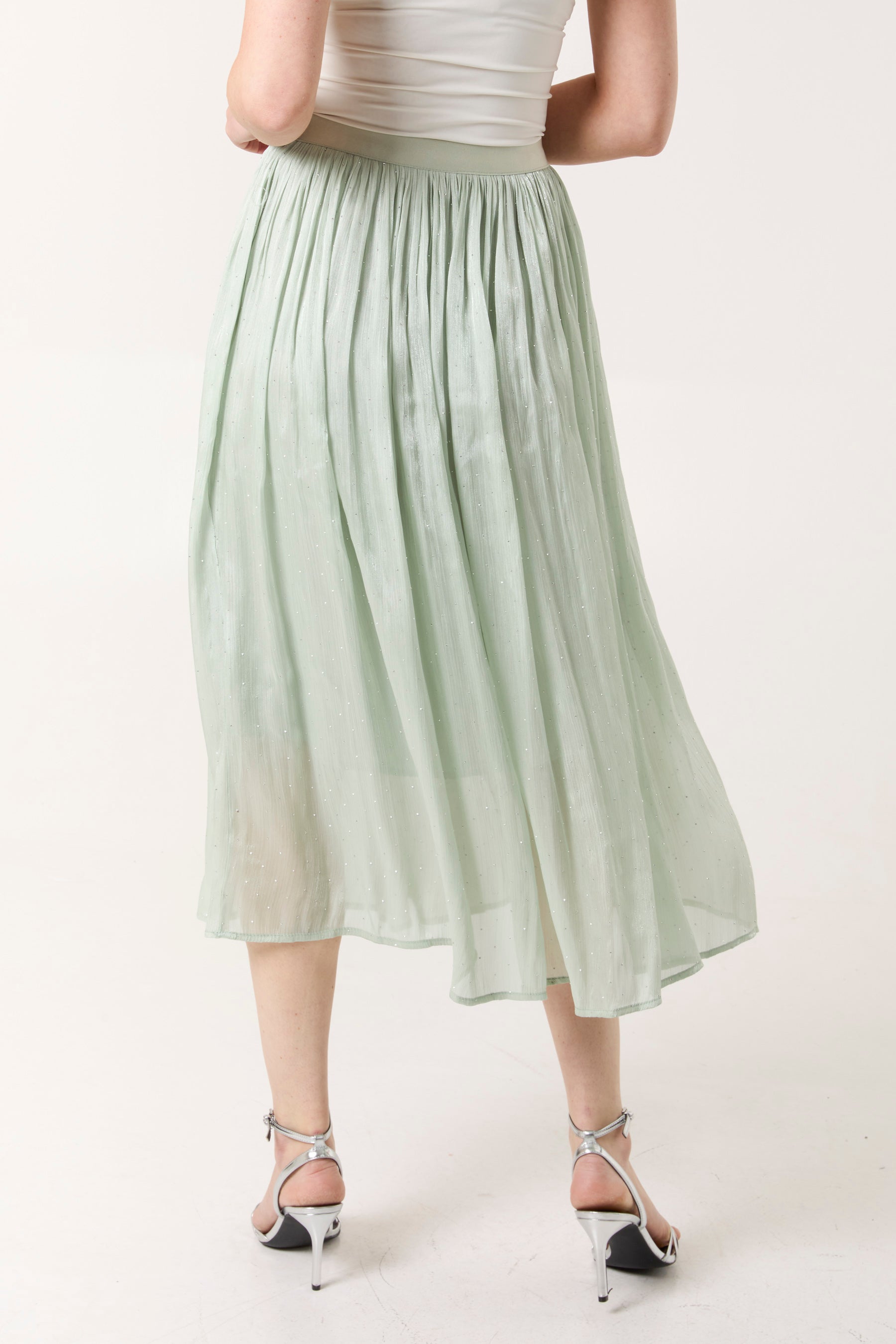 Mesh Shimmer Midi Skirt