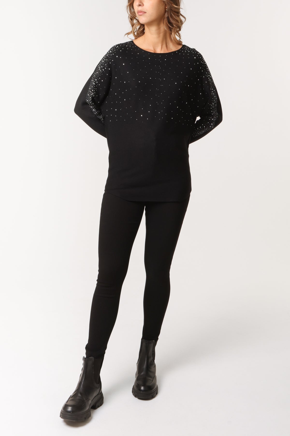 Diamante Embellished Batwing Jumper