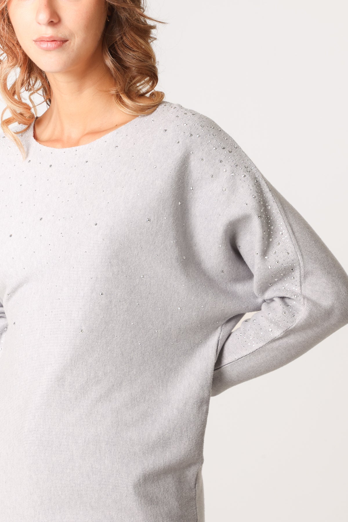 Diamante Embellished Batwing Jumper