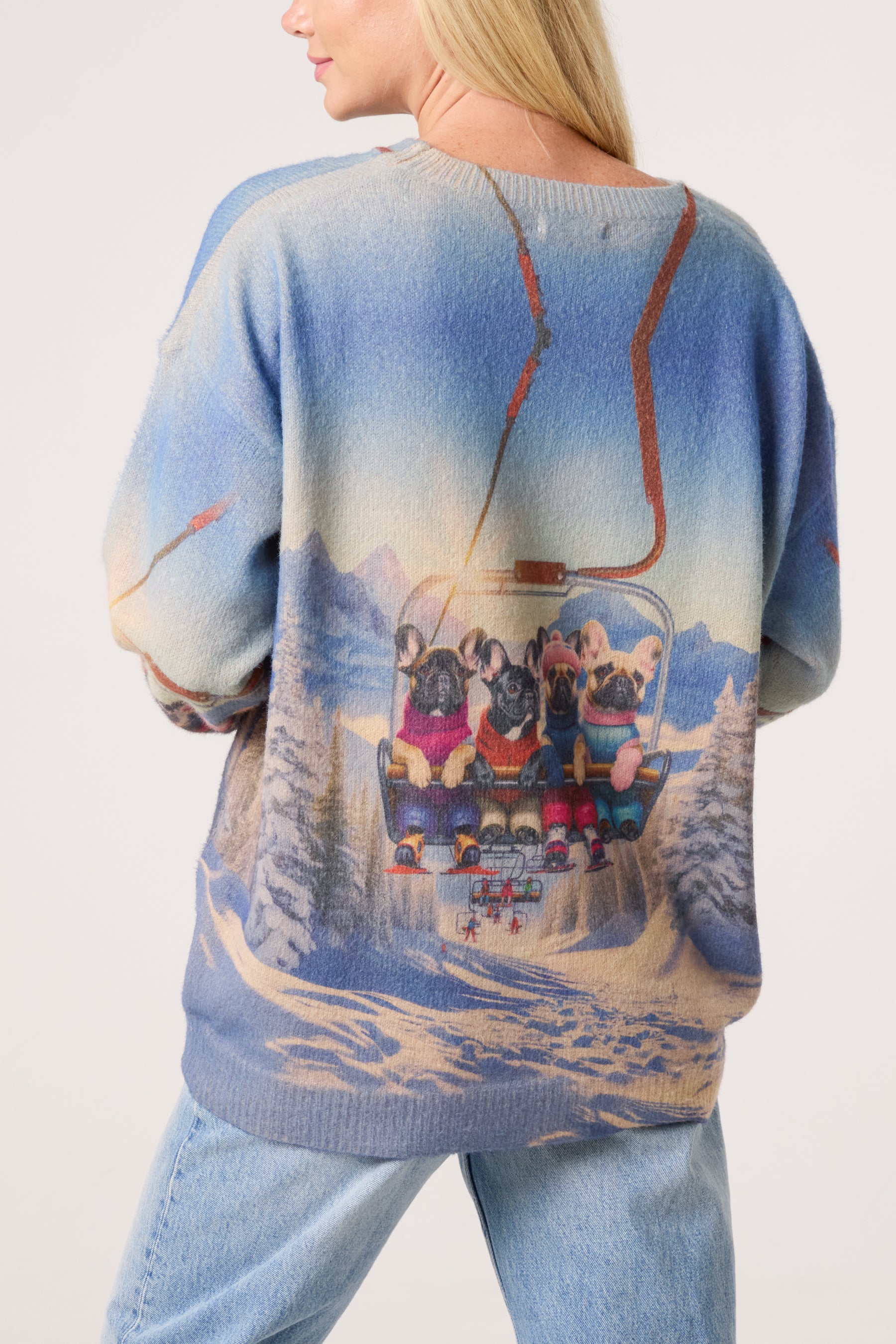 Ski Lift French Bulldog Knit Jumper