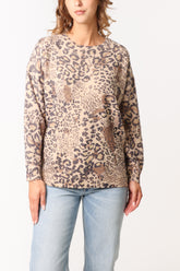 Mixed Leopard Print Knitted Jumper