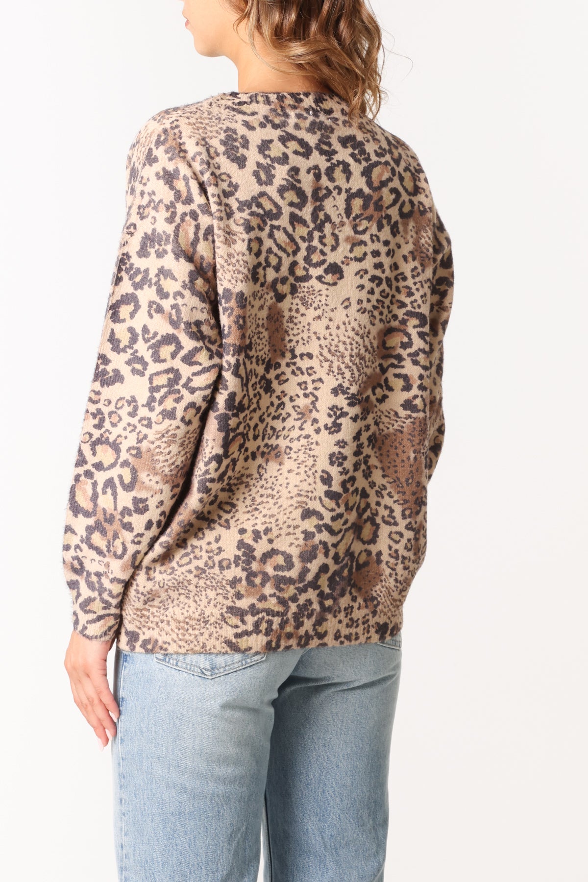 Mixed Leopard Print Knitted Jumper